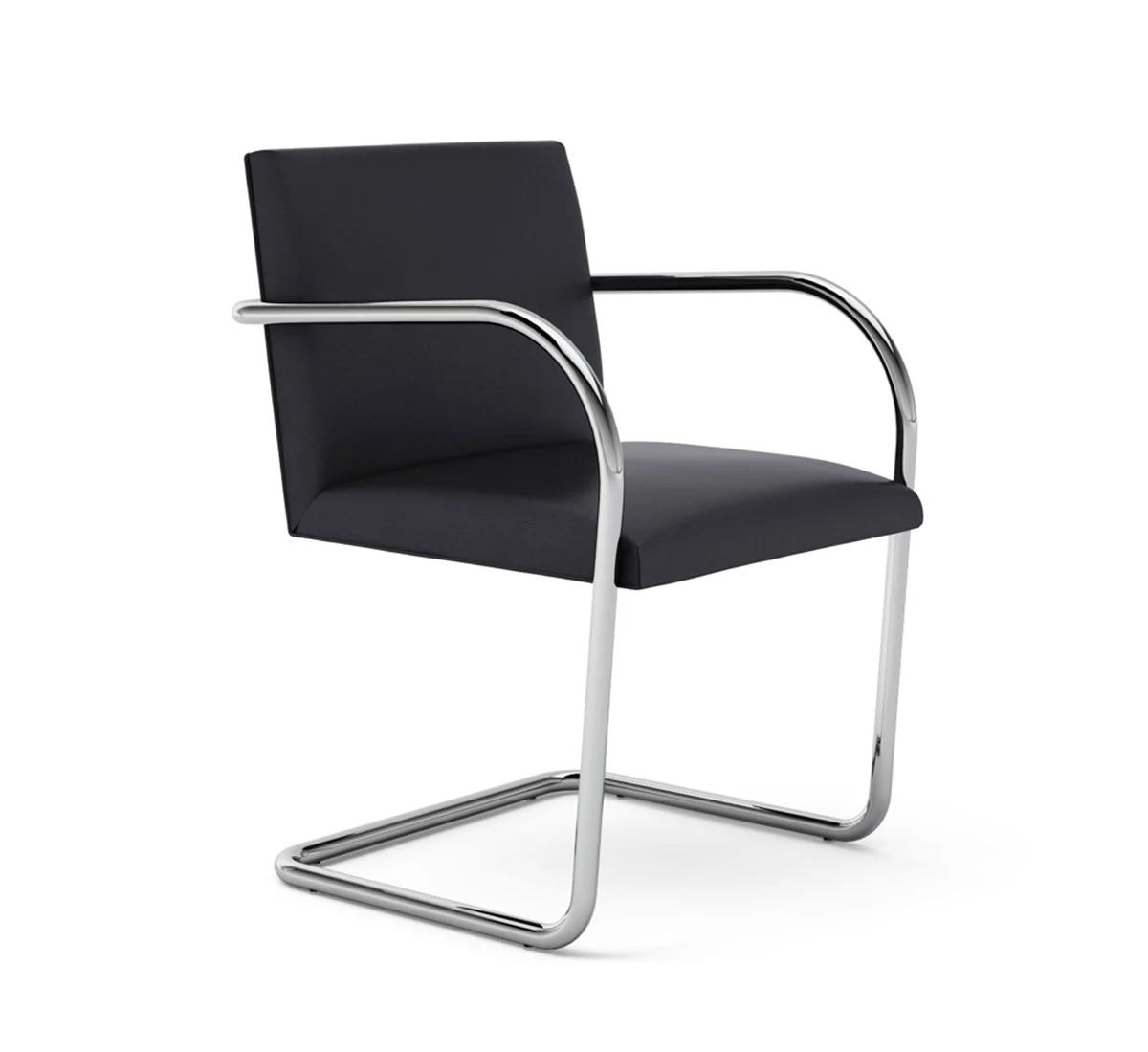 Knoll Brno Chair Black Tubular Hardware front three-quarter view