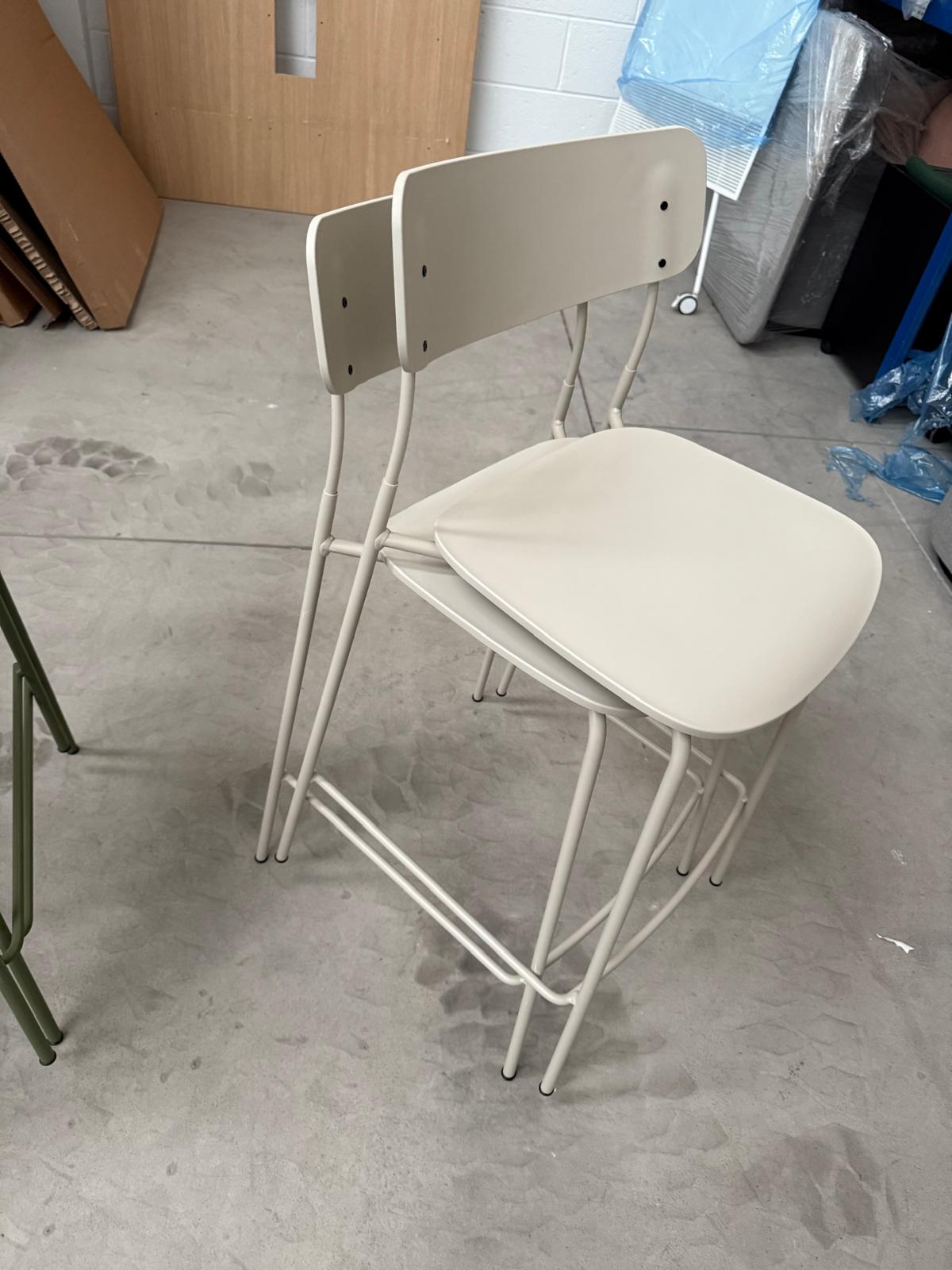 Martela Ella bar stools in light beige, the pair