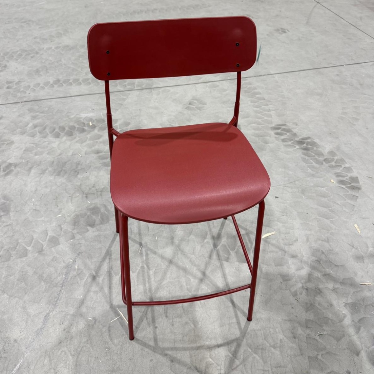 Martela Ella bar stool in red, seen from the front