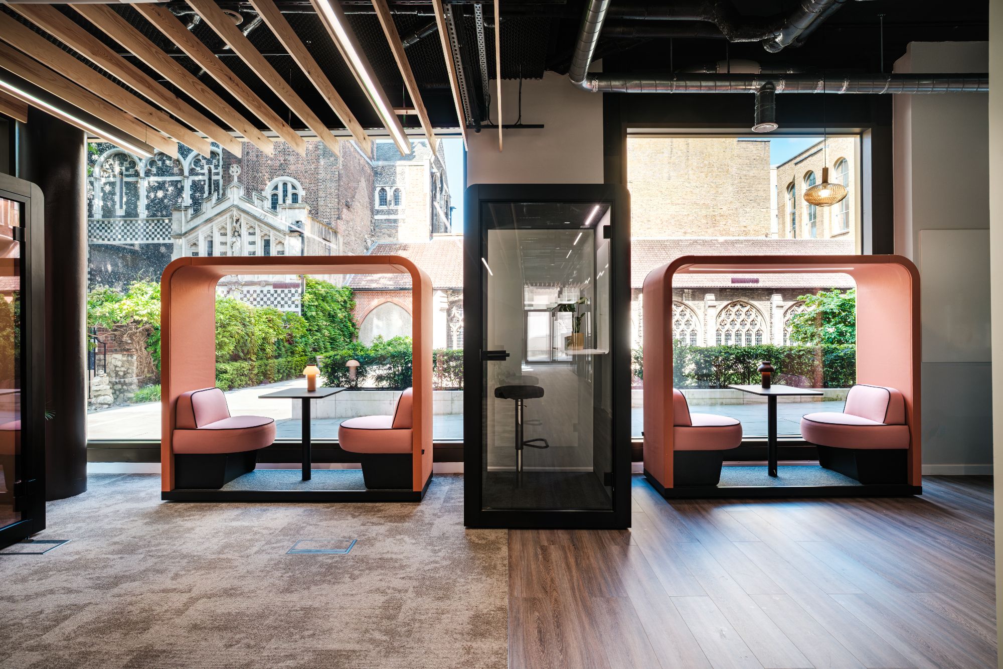 Silen Bridges Mobile, two booths placed apart in an office